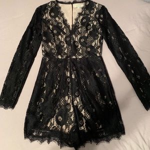 Black and cream lace romper